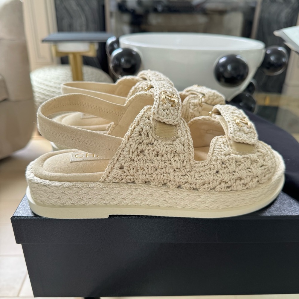 NWT Chanel S25 Crochet Dad Sandals, Size 38 - Picture 6 of 8